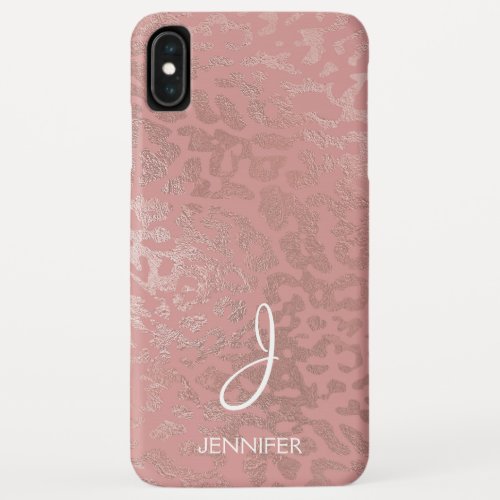 Rose Gold Foil Animal Pattern Monogram iPhone XS Max Case