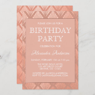 Rose Gold Foil Art Deco Birthday Party Invitation