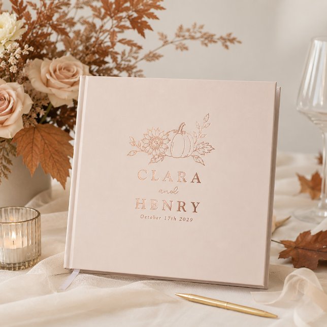 Rose Gold Foil Autumn Rust Wedding Guest Book (Creator Uploaded)