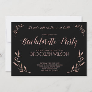 Rose Gold Foil Bachelorette Party Invites Black