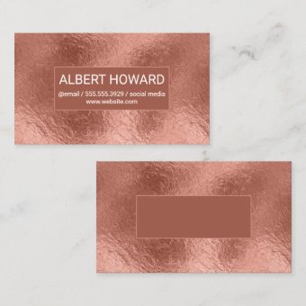 Rose Gold Foil Background Metallic Shiny Business Card | Zazzle