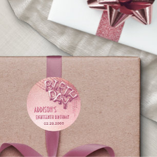 Rose Gold Foil Balloons Birthday Classic Round Sticker
