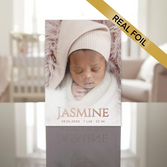 Rose Gold Foil Birth Announcement Card (Rose Gold Foil Birth Announcement Card)