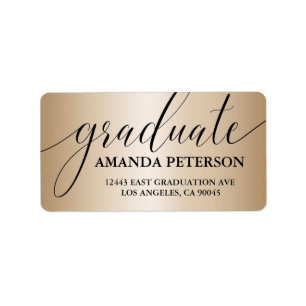 Rose Gold Foil Black Luxury Typography Graduate Label