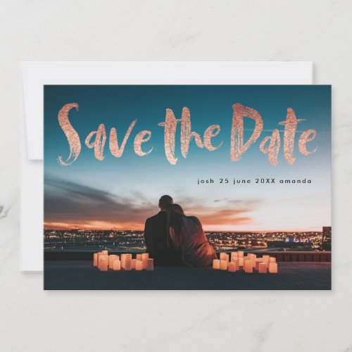 Rose Gold Foil Black Slate Onyx Save the Date