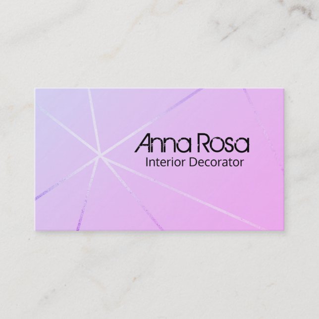 *~* Rose Gold Foil Blue Pink Geometric Modern Business Card (Front)