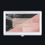 Rose Gold Foil | Blush Pink and Black Consultant Business Card Case<br><div class="desc">Blush Pink - Rose Gold Foil and Black Marble Geometric Consultant Minimalist Business Card Holder with white hand lettered typography for the monogram. The Rose Gold Foil Glitter and Sparkle Business Card Holder is perfect for any profession. If you need the profession or name text does not fit your needs,...</div>
