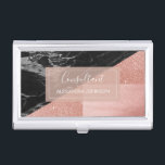 Rose Gold Foil | Blush Pink and Black Consultant Business Card Case<br><div class="desc">Blush Pink - Rose Gold Foil and Black Marble Geometric Consultant Minimalist Business Card Holder with white hand lettered typography for the monogram. The Rose Gold Foil Glitter and Sparkle Business Card Holder is perfect for any profession. If you need the profession or name text does not fit your needs,...</div>