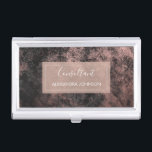 Rose Gold Foil | Blush Pink and Black Foil Business Card Case<br><div class="desc">Blush Pink - Rose Gold and Black Foil Metallic Stainless Steel Consultant Minimalist Business Card Holder with white hand lettered elegant typography for the monogram. The trendy Rose Gold Foil Metal Business Card Holder can be customized for any profession. If the profession or name text does not fit your needs,...</div>