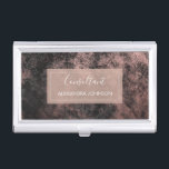 Rose Gold Foil | Blush Pink and Black Foil Business Card Case<br><div class="desc">Blush Pink - Rose Gold and Black Foil Metallic Stainless Steel Consultant Minimalist Business Card Holder with white hand lettered elegant typography for the monogram. The trendy Rose Gold Foil Metal Business Card Holder can be customized for any profession. If the profession or name text does not fit your needs,...</div>