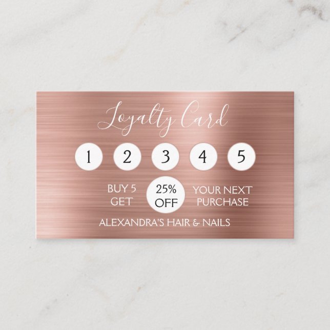 Rose Gold Foil | Blush Pink Foil Loyalty Punch Card (Front)