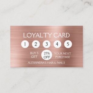 Rose Gold Foil Blush Pink Foil Loyalty Punch Card