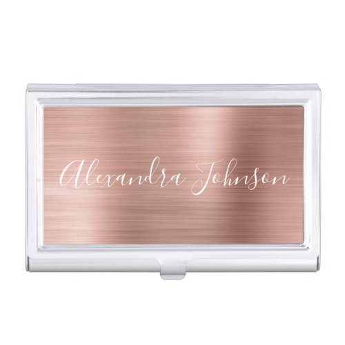 Rose Gold Foil  Blush Pink Foil Modern Business Card Case