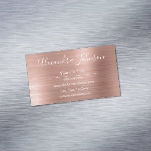 Rose Gold Foil   Blush Pink Foil Modern Business Card Magnet
