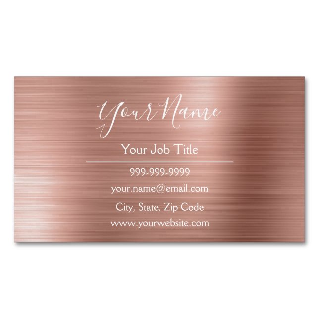 Rose Gold Foil | Blush Pink Foil Modern Business Card Magnet (Front)