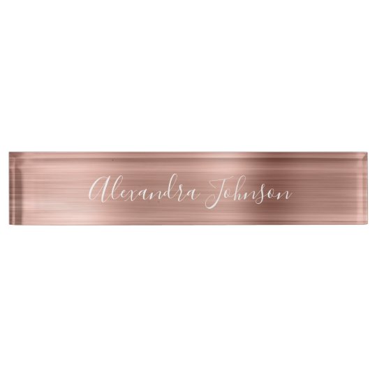 Rose Gold Foil | Blush Pink Foil Modern Desk Name Plate | Zazzle.com