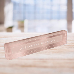 Rose Gold Foil | Blush Pink Foil Modern Desk Name Plate