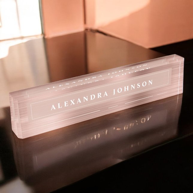Rose Gold Foil | Blush Pink Foil Modern Desk Name Plate (Creator Uploaded)