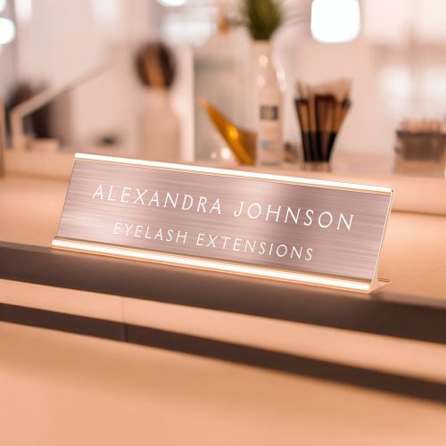 Rose Gold Foil  Blush Pink Foil Modern Desk Name Plate