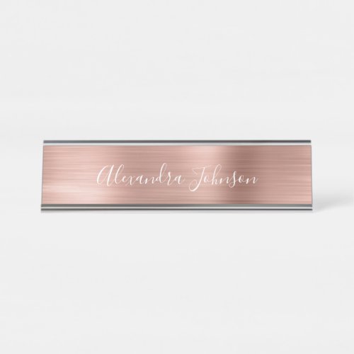 Rose Gold Foil  Blush Pink Foil Modern Desk Name Plate