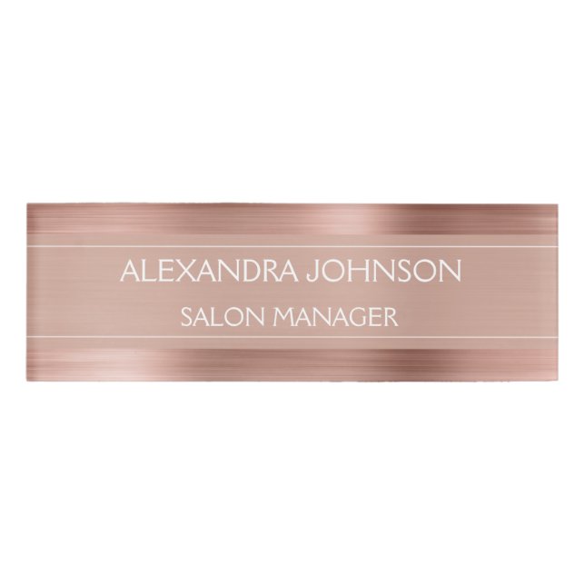 Rose Gold Foil | Blush Pink Foil Modern Name Tag (Front)