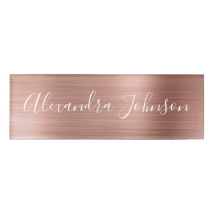 Rose Gold Foil   Blush Pink Foil Modern Name Tag