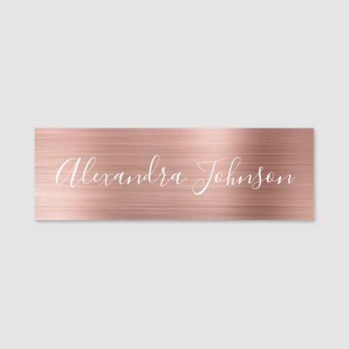 Rose Gold Foil | Blush Pink Foil Modern Name Tag