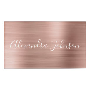 Rose Gold Foil   Blush Pink Foil Modern Name Tag