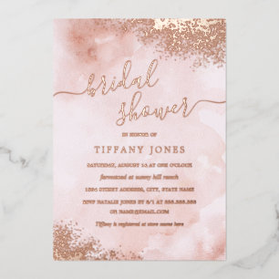 ROSE GOLD FOIL Blush Pink Peach Bridal Shower Invitation