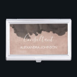 Rose Gold Foil | Blush Pink Watercolor Modern Business Card Case<br><div class="desc">Blush Pink - Rose Gold and Black Watercolor Trendy Consultant Minimalist Business Card Holder with white hand lettered elegant typography for the monogram. The Rose Gold and Black Watercolor Business Card Holder can be customized for any profession. If the profession or name text does not fit your needs, please contact...</div>