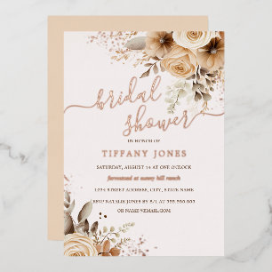 ROSE GOLD FOIL Boho Floral Bridal Shower   Invitation
