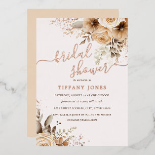 ROSE GOLD FOIL Boho Floral Bridal Shower   Invitation