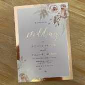 Rose Gold Foil Border Blush Floral Wedding Invitation