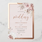Rose Gold Foil Border Blush Floral Wedding