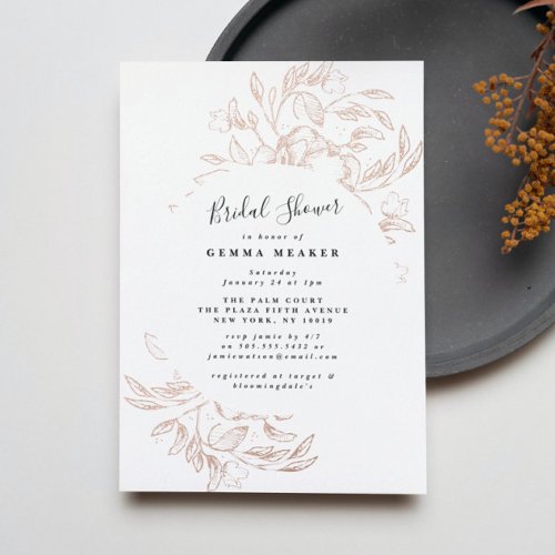 Rose Gold Foil Botanical Bridal Shower Invite