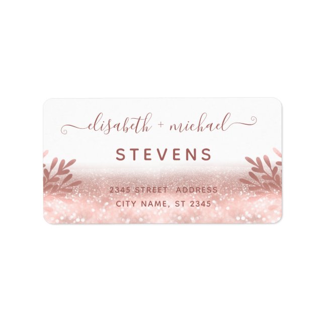 Rose gold foil botanical glittery calligraphy labe label (Front)