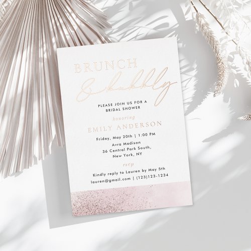 Rose Gold Foil Bridal Brunch and Bubbly Foil Invitation