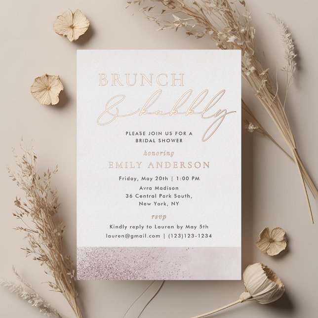 Rose Gold Foil Bridal Brunch and Bubbly Foil Invitation (Creator Uploaded)