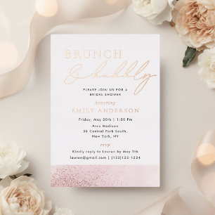 Rose Gold Foil Bridal Brunch and Bubbly Invitation