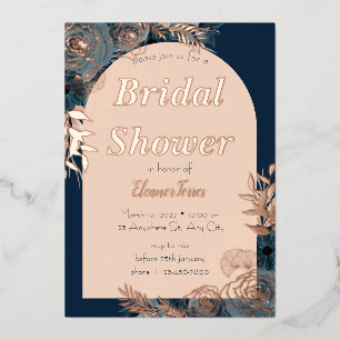 Rose gold foil bridal shower floral Invitation Foil Invitation