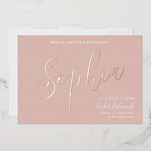 Rose Gold Foil Bridal Shower Invitation (Envelope)