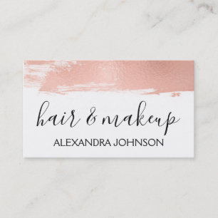 Rose Gold Foil Brush Stroke Hair and Makeup Business Card