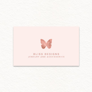 Rose Gold Foil Butterfly Elegant Blush Pink Business Card