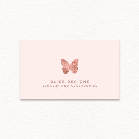 Rose Gold Foil Butterfly Elegant Blush Pink Business Card