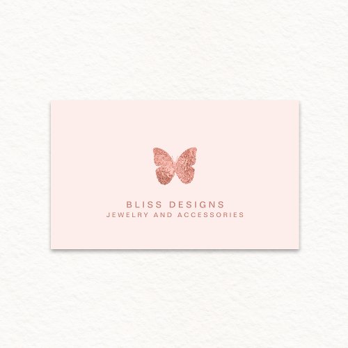 Rose Gold Foil Butterfly Elegant Blush Pink Business Card