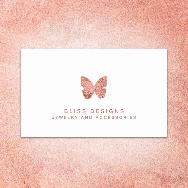 Rose Gold Foil Butterfly Logo Minimalist Elegant Business Card (Creator Uploaded)