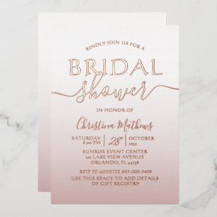 Rose Gold Foil Calligraphy Bridal Shower Foil Invitation