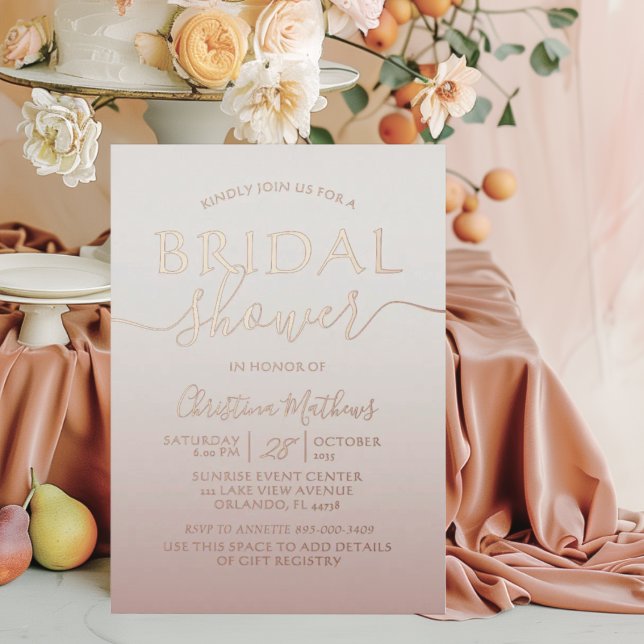 Rose Gold Foil Calligraphy Bridal Shower  Invitation (Creator Uploaded)