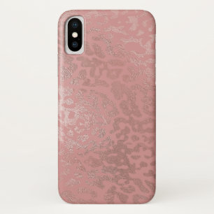 Rose Gold Foil Cheetah Animal Pattern iPhone X Case