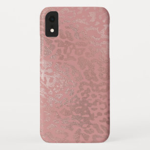 Rose Gold Foil Cheetah Animal Pattern iPhone XR Case